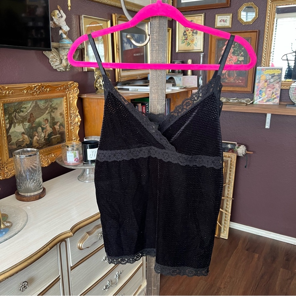 Only Hearts NYC Velour Lace Cami Tank Large